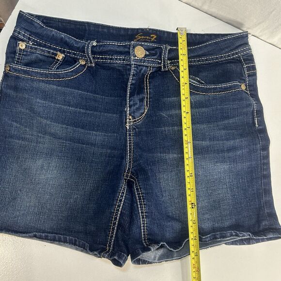 Seven 7 Women’s Dark Wash Denim Jean Shorts Size 10 Embroidered Back pockets - Picture 8 of 8